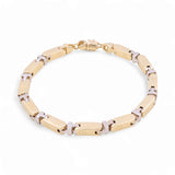 14K Two Tone White/Yellow Gold Italian Link Men's Bracelet