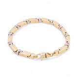 14K Two Tone White/Yellow Gold Italian Link Men's Bracelet