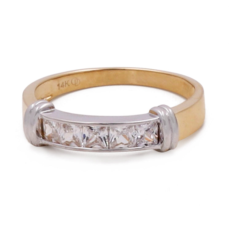 Miral Jewelry's 14K Yellow Gold ring with a row of channel-set cubic zirconias.