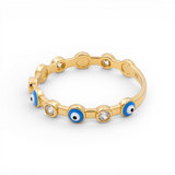 14K Yellow Gold Blue Eye Fashion Women's Ring