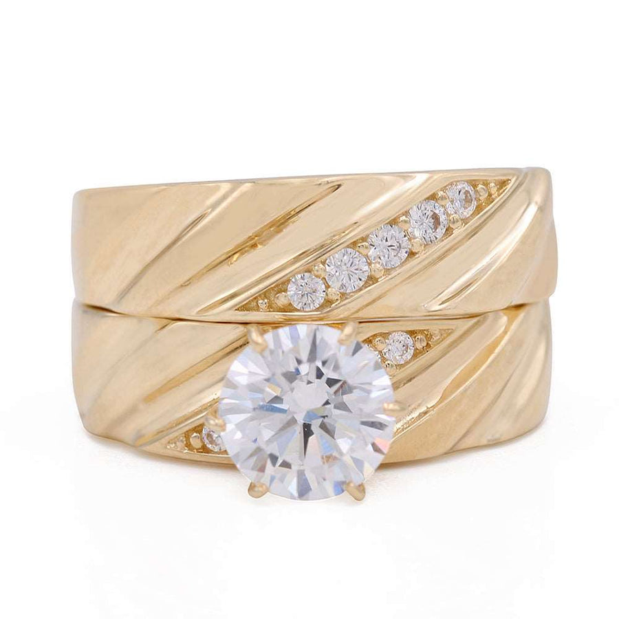 Yellow Gold 14K Bridal Set With Cz