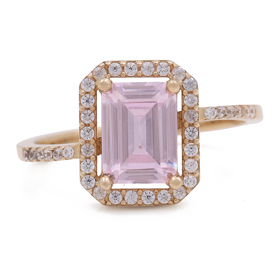 A timeless Women's Yellow Gold 14K Fashion Ring With Pink and White Cz by Miral Jewelry.