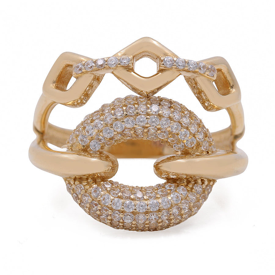 A 14K Yellow Gold Women's Fashion Ring with Cubic Zirconias by Miral Jewelry.
