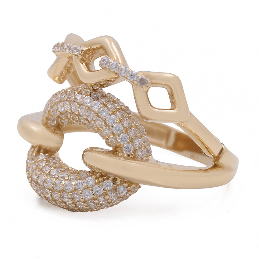 A Miral Jewelry women's fashion ring made of 14K yellow gold with diamonds.