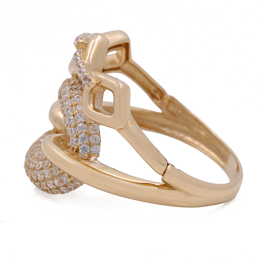 A Miral Jewelry 14K Yellow Gold Women's Fashion Ring with Cubic Zirconias.