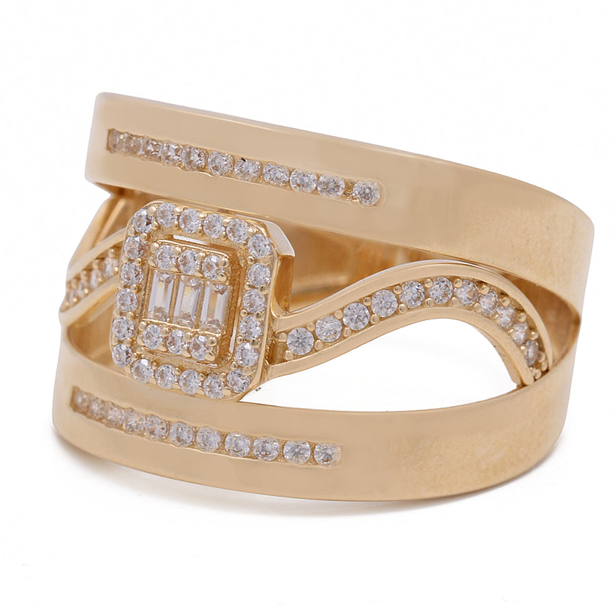 A Miral Jewelry 14K Yellow Gold Women's Fashion Ring with Cubic Zirconias.