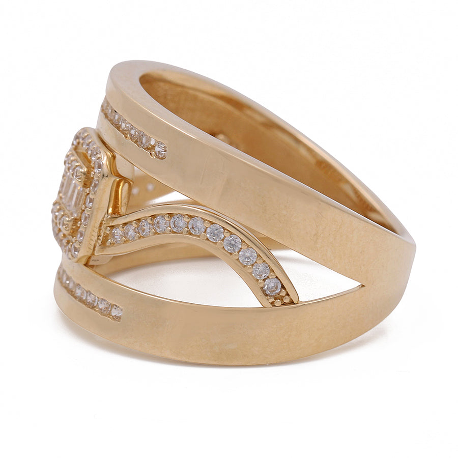 A Miral Jewelry 14K Yellow Gold Women's Fashion Ring with Cubic Zirconias, perfect for women's fashion.