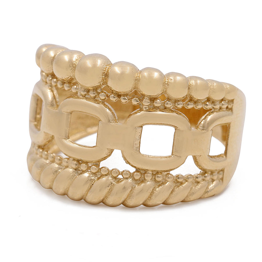 A Miral Jewelry 14K Yellow Gold Women's Fashion Links Ring with a chain design.