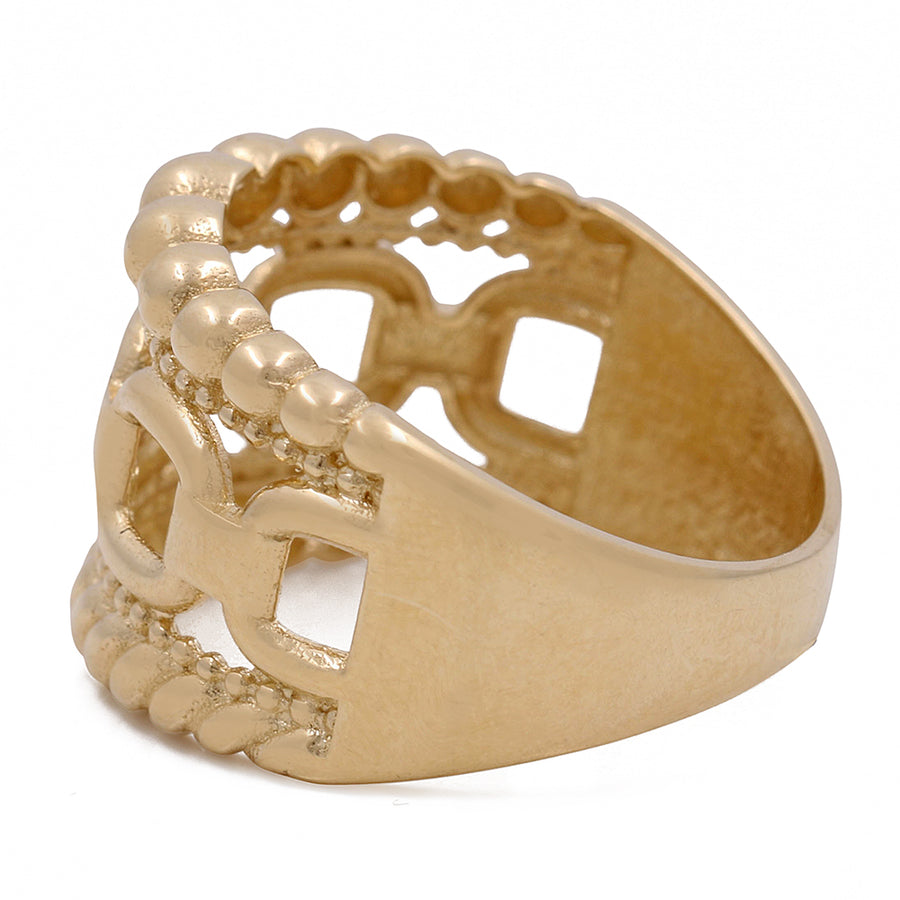 A Miral Jewelry 14K Yellow Gold Women's Fashion Links Ring with an intricate design, perfect for women's fashion.