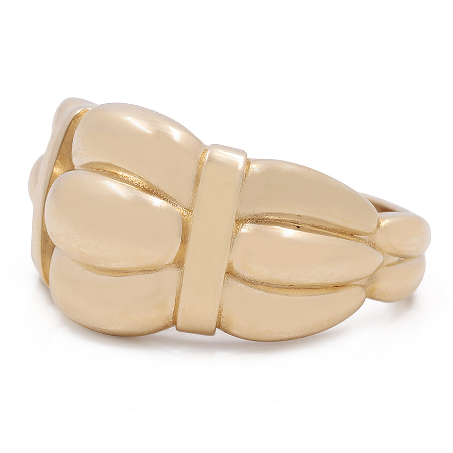 A Miral Jewelry 14K Yellow Gold Women's Fashion Links Ring with a curved design, perfect for women's fashion.