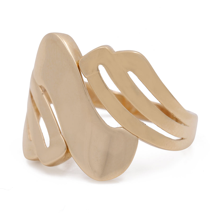 A Miral Jewelry 14K Yellow Gold Women's Fashion Ring with a curved design, plated in 14K yellow gold.