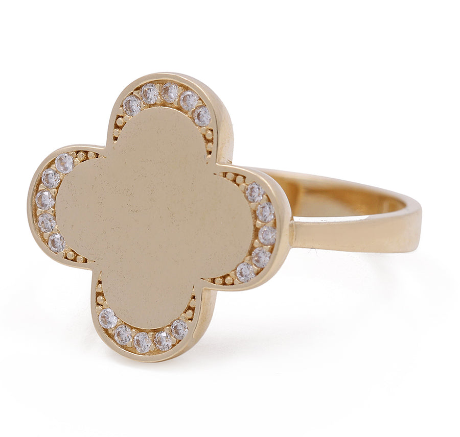 A Miral Jewelry 14K Yellow Gold Women's Fashion Flower Ring adorned with Cubic Zirconias.