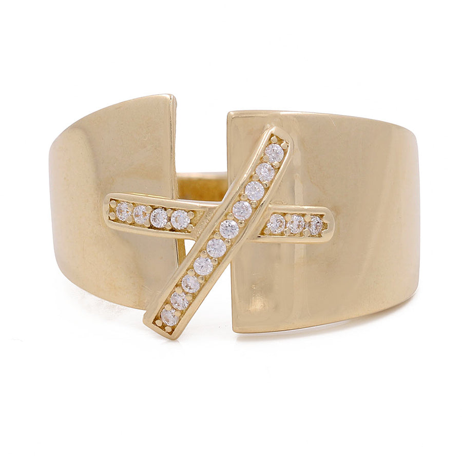 A Miral Jewelry 10K yellow fashion ring with cubic zirconias, elegant design.