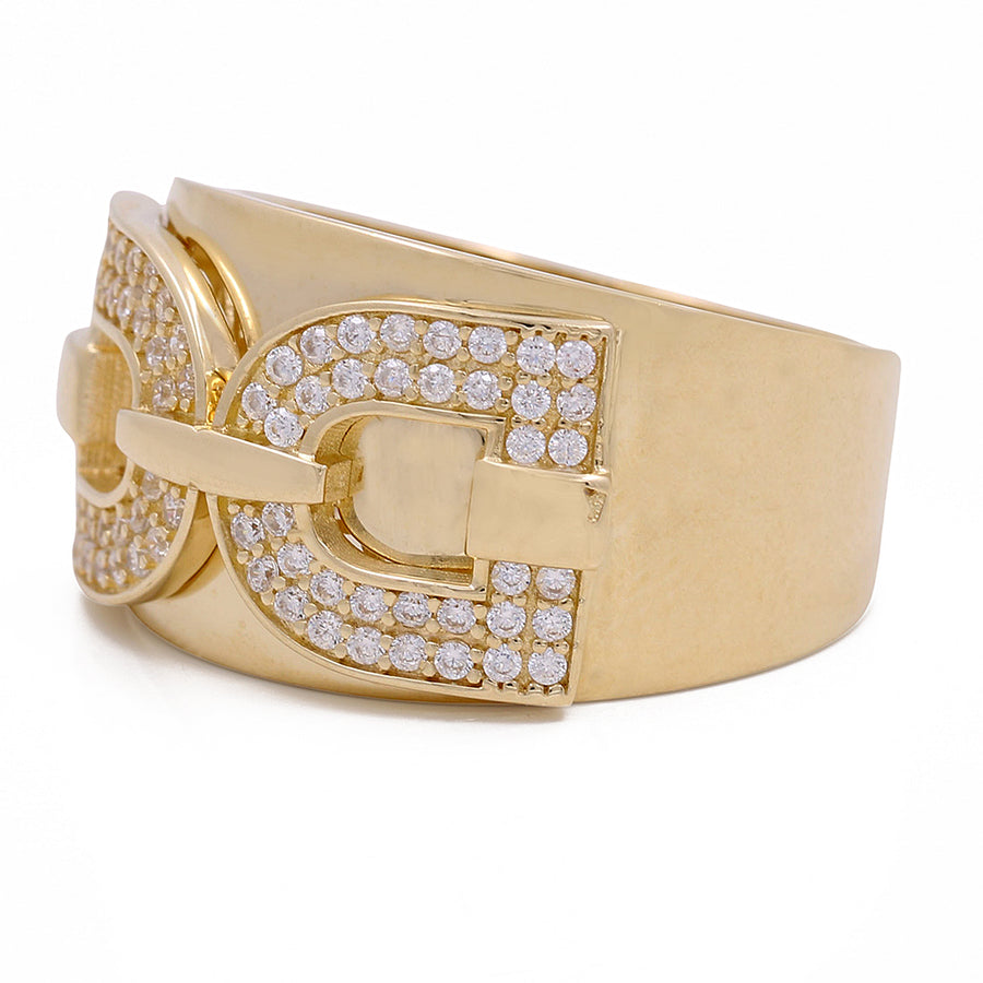 A luxurious Miral Jewelry yellow gold ring adorned with sparkling cubic zirconias.