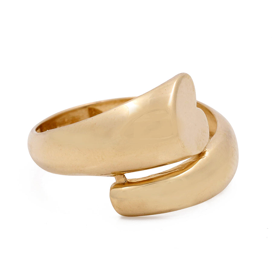 Miral Jewelry's 14K Yellow Gold Fashion Heart Women's Ring on a white background.