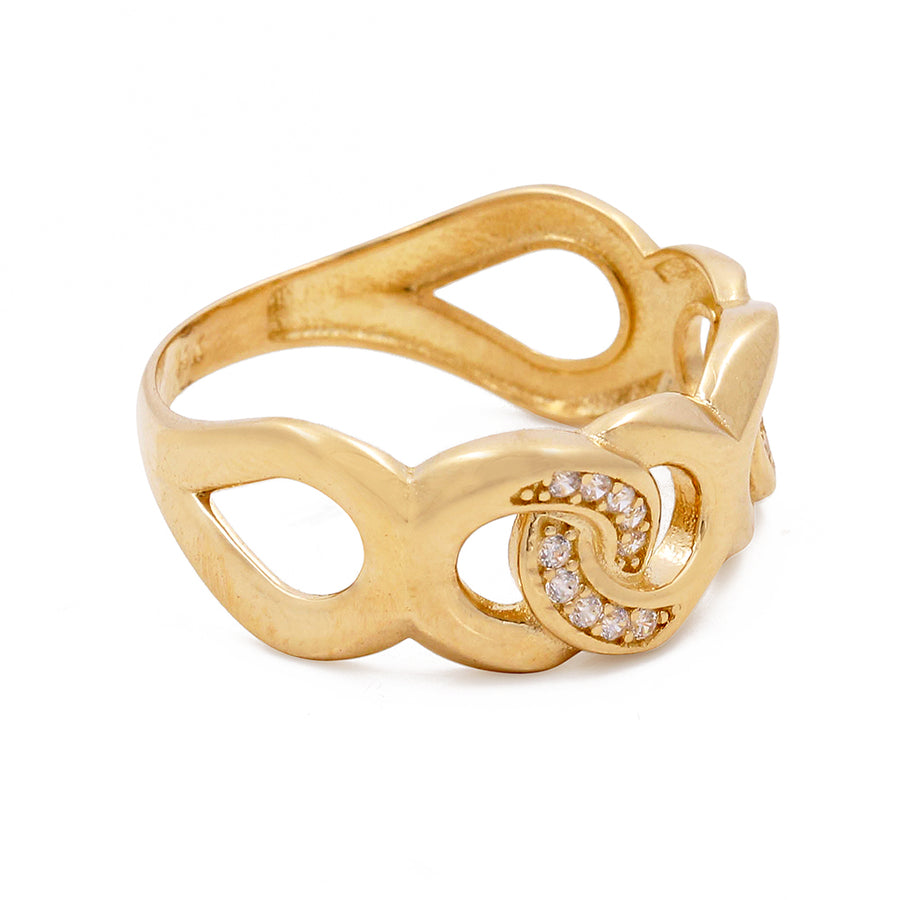 Miral Jewelry 14K Yellow Gold Fashion Butterfly Women's Ring with Cubic Zirconias features looping design and sparkly accents.