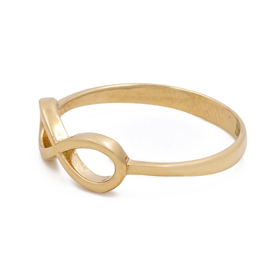 14K Yellow Gold Infinity Women's Ring with an Infinity Symbol design on a white background by Miral Jewelry.