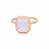 14K  Yellow Gold Square White with Cz Fashion Women's Ring