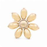 14K  Two Tone White/Yellow Gold  Flower Fashion Women's Ring