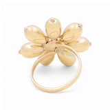 14K  Two Tone White/Yellow Gold  Flower Fashion Women's Ring
