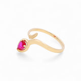 14K  Yellow Gold  Snake with Red Stone Fashion Women's Ring
