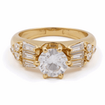 14K Yellow Gold Engagement with Cz Fashion Women's Ring