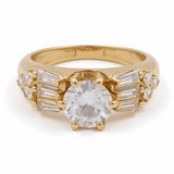 14K Yellow Gold Engagement with Cz Fashion Women's Ring