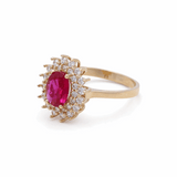 14K Yellow Gold Oval Red Fashion  Women's Ring
