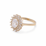 14K Yellow Gold Oval White Fashion  Women's Ring