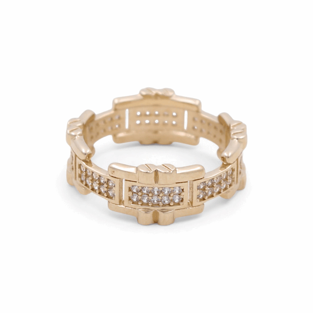 14K Yellow Gold Band with Cz Fashion  Women's Ring