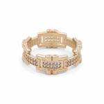 14K Yellow Gold Band with Cz Fashion  Women's Ring