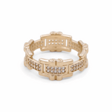 14K Yellow Gold Band with Cz Fashion  Women's Ring