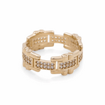 14K Yellow Gold Band with Cz Fashion  Women's Ring