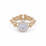 14K Yellow Gold Round White Cz Fashion  Women's Ring