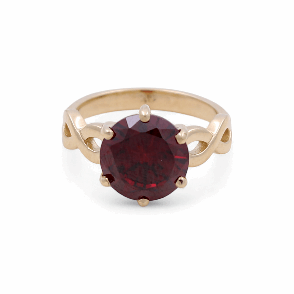 14K Yellow Gold Round Red  Fashion  Women's Ring