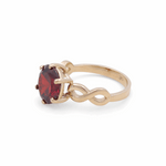 14K Yellow Gold Round Red  Fashion  Women's Ring