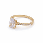 14K Yellow Gold Engagement with Cz Fashion Women's Ring