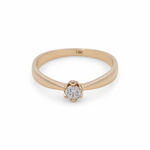 14K Yellow Gold Engagement with Cz Fashion Women's Ring