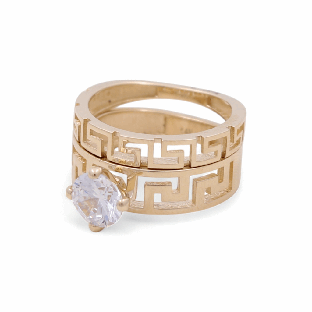 14K Yellow Gold Bridal with Cz Fashion Women's Ring