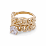 14K Yellow Gold Bridal Set with Cz Fashion Women's Ring