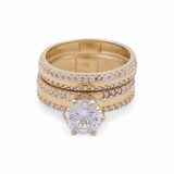 14K Yellow Gold Bridal Set with Cz Fashion Women's Ring