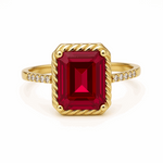 14K Yellow Gold  Square Red Fashion Women's Ring