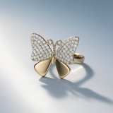 14K Yellow Gold  Butterfly with Cz Fashion Women's Ring