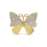 14K Yellow Gold  Butterfly with Cz Fashion Women's Ring