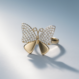 14K Yellow Gold  Butterfly with Cz Fashion Women's Ring