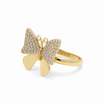 14K Yellow Gold  Butterfly with Cz Fashion Women's Ring