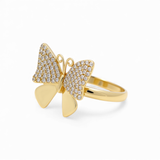 14K Yellow Gold  Butterfly with Cz Fashion Women's Ring