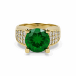14K Yellow Gold  Round Green Women's Ring