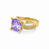 14K Yellow Gold  Round Purple Women's Ring
