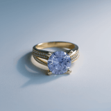 14K Yellow Gold  Round Purple Women's Ring